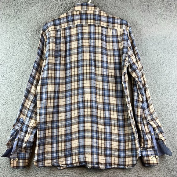 Hammer Made Men Plaid Long Sleeve Button Up Linen Shirt Size 38/15 - Picture 2 of 8